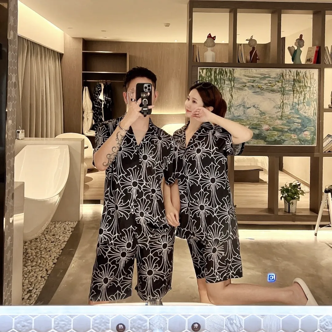 🅿️340 2024 CHROME HEARTS home wear, high-definition Korean silk fabric, skin-friendly, soft and comfortable, couple model M～XXXL